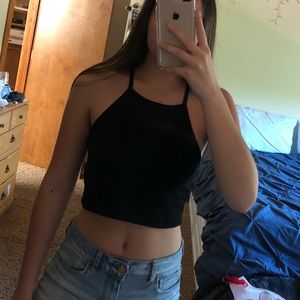 black high neck tank top